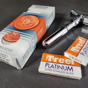 MERKUR German FUTUR 701 Shaving Razor MIRROR CHROME w/Blades